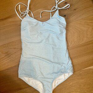 Albion Fit THE CHARLESTON ONE-PIECE SWIMSUIT In Blue Micro Floral Size Medium